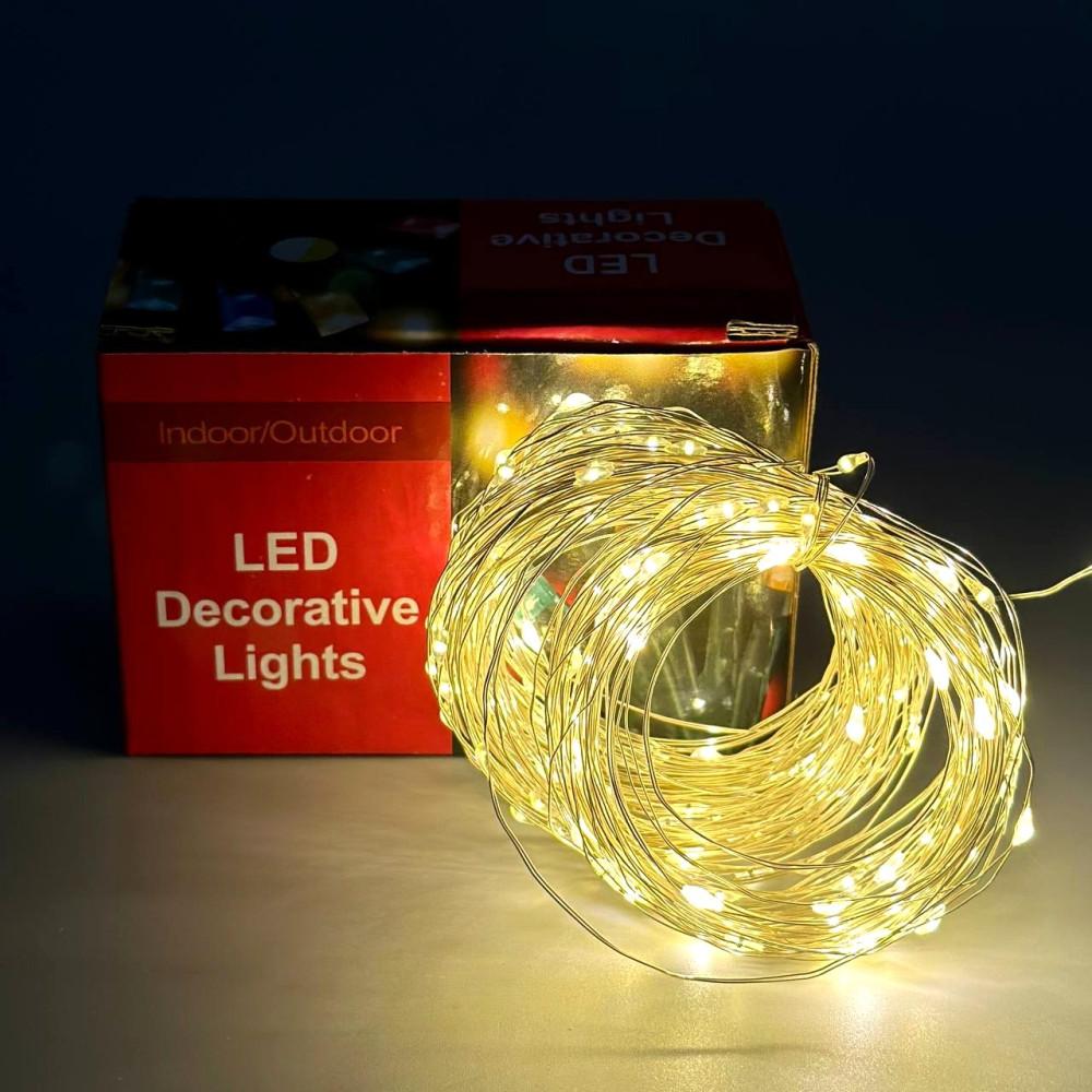 Гірлянда Xmas Крапля роси 100 Led 10m Теплий/білий від батарейок+USB