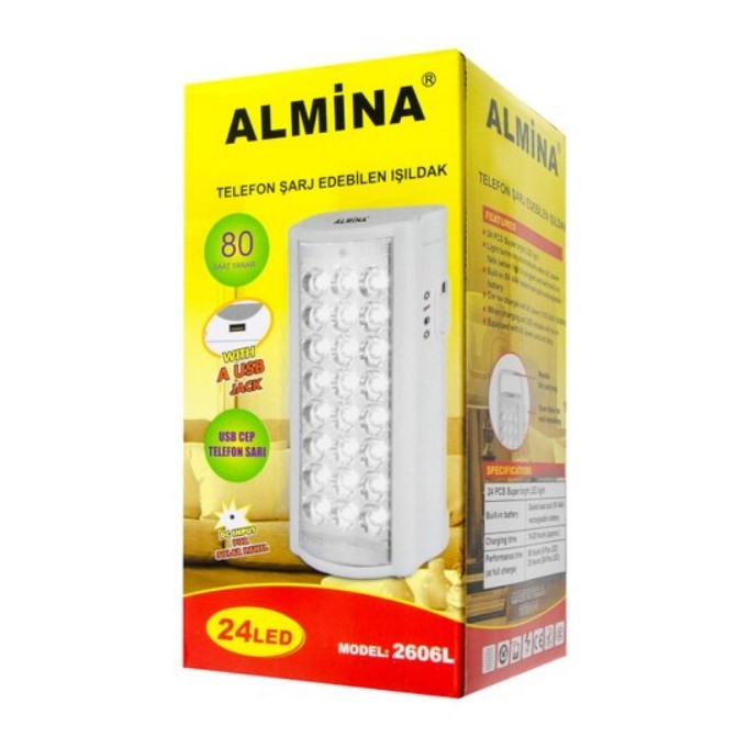 Ліхтар переносний світлодіодний 24 LED Almina DL-2424 (Білий)-0