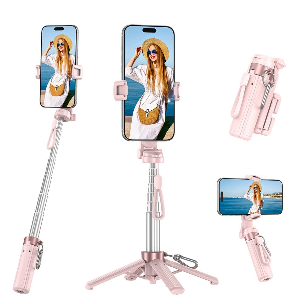 Монопод XO SS29 Pro 4-in-1 Mini Selfie Stick Bluetooth (для селфі та фотозйомки), 0.64m PINK (Рожевий)