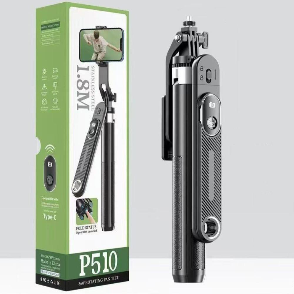 Монопод P510 Stainless Steel на штативі 1.8m Bluetooth (360° Rotating Pan Tilt) (Чорний)