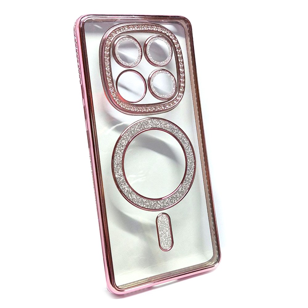 Накладка Diamond Bling MagSafe для Xiaomi Note 14 Pro 4G рожевий-0