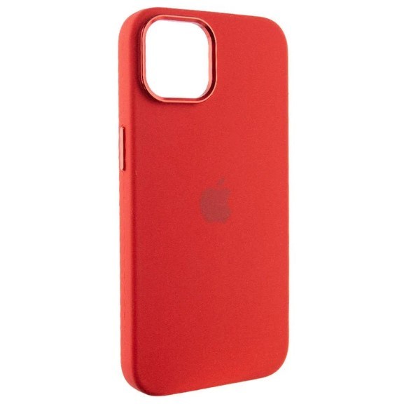 Silicone Case Full (Metal Frame and Buttons) для iPhone 13/14 (Red)-0