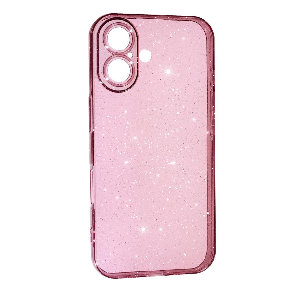 Накладка Molan Cano Glossy Jelly для IPhone 16 рожева з блискітками