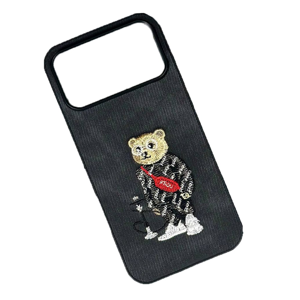 Накладка Teddy Bear Embroidered IPhone 17 Pro Max 6,9" (Чорний)-0