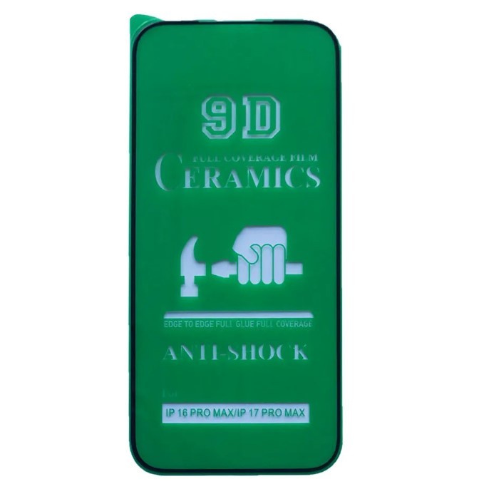 Гнучке скло Ceramic для iPhone 17 pro Max / 16 Pro Max глянцеве з чорною рамкою-0