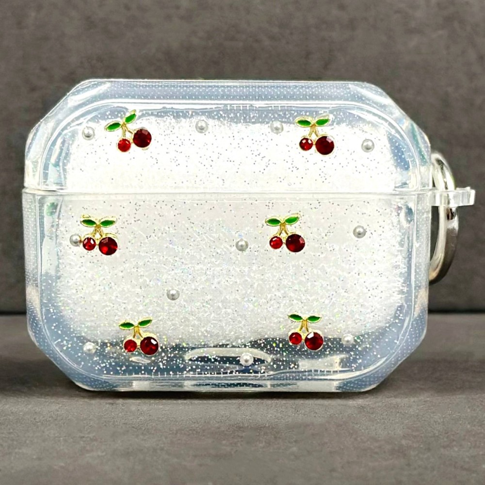 Чохол Silicone Case Shiny crystal Mix для Airpods 4 (Вишеньки червоні)-0