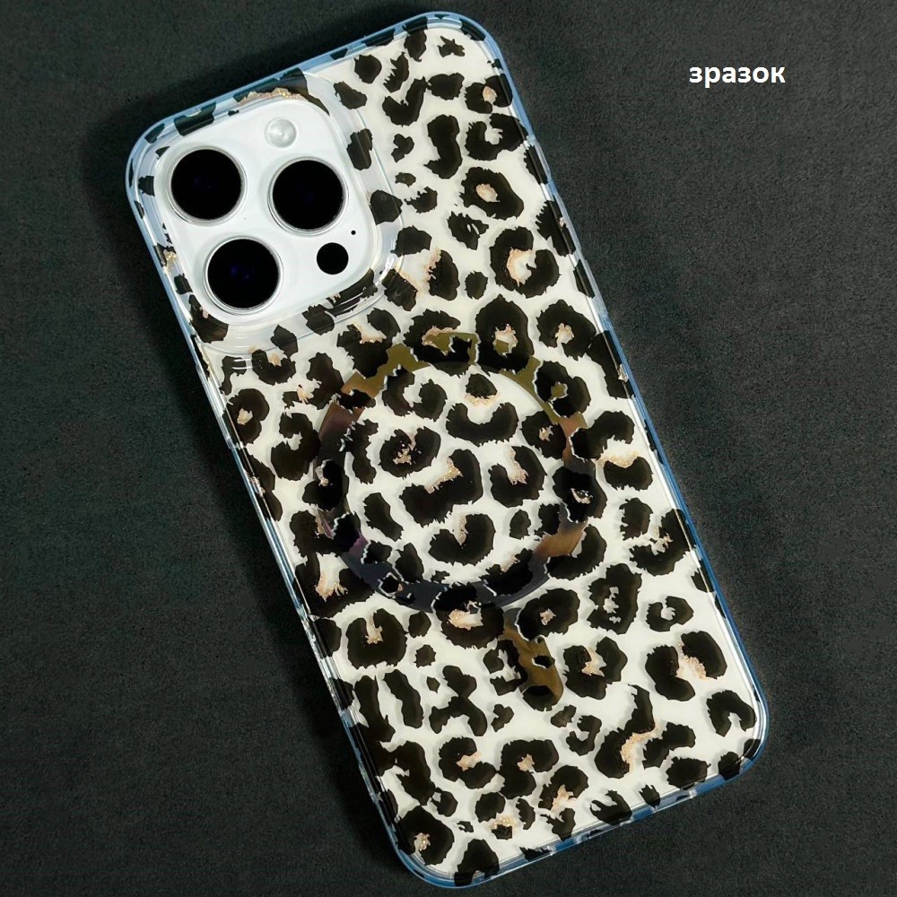 Накладка Transporent with Print Magsafe для IPhone Xs Max 6.5" Леопард дрібні плями-0