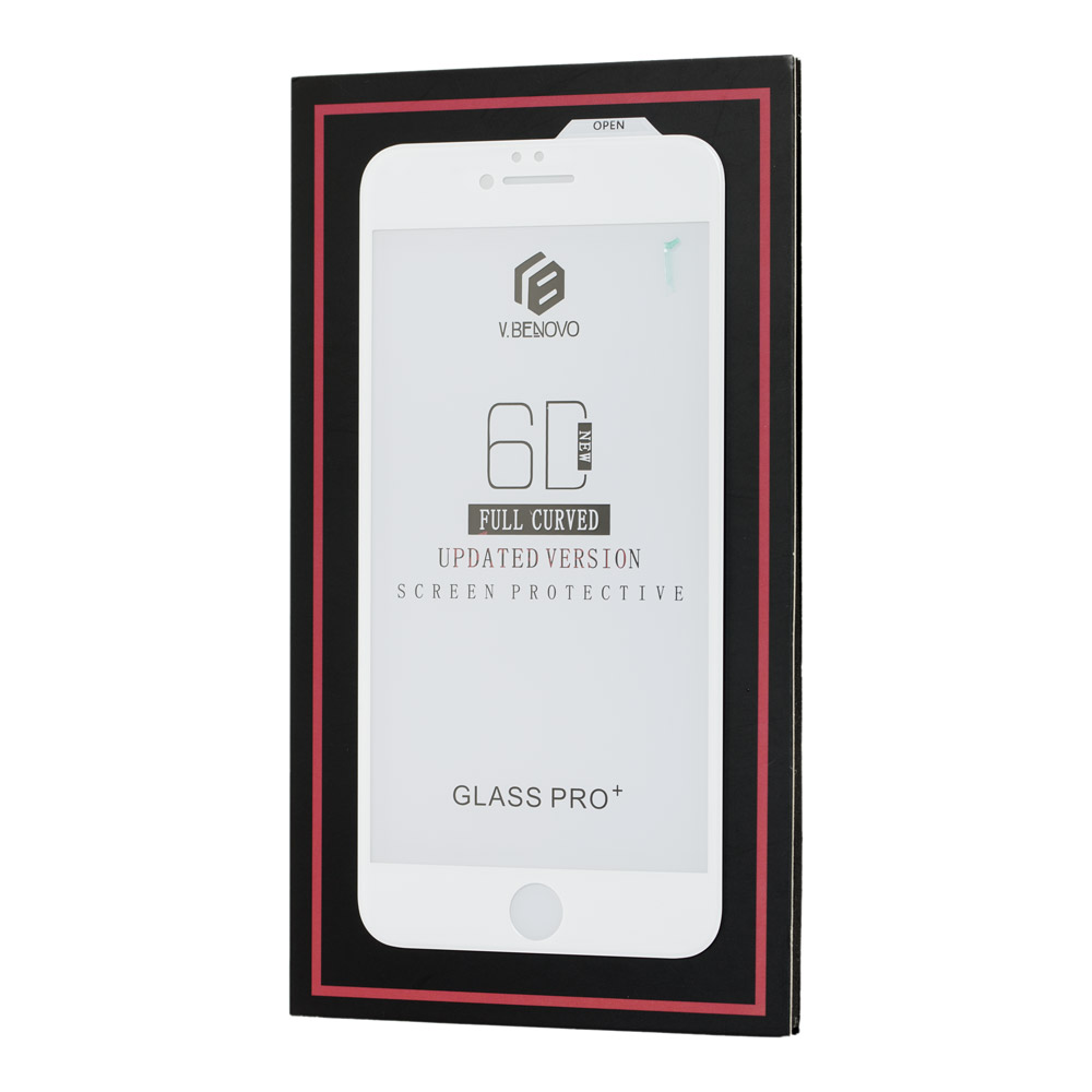 Захисне скло 6D Benovo для iPhone 6/6s з білою рамкою-0