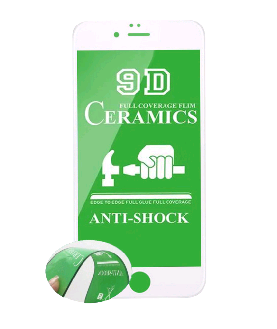 Гнучке скло Ceramic для iPhone 6G/6S глянцеве з білою рамкою-0