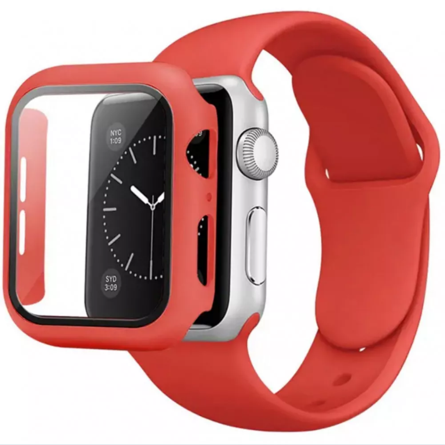 Ремінець Silicon+glass для Apple Watch 41mm red-0