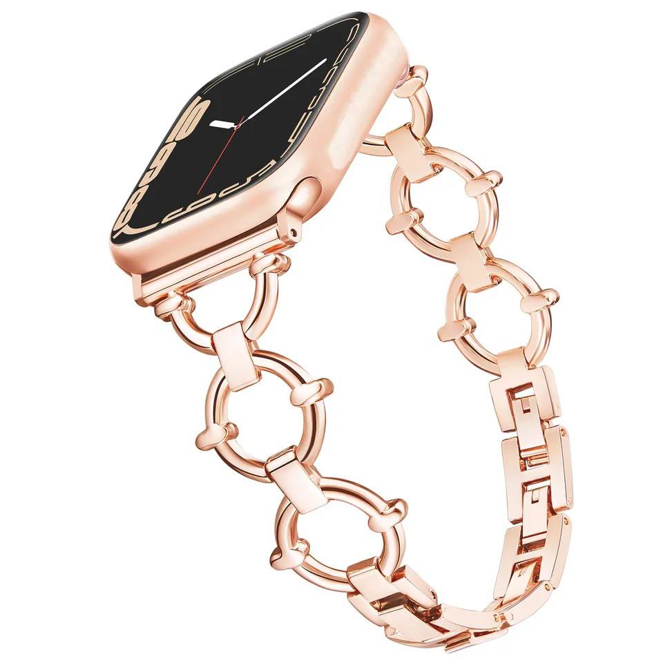 Ремінець Luxury Metal Strap для Apple Watch 38/40/41 mm (22 mm) Rose Gold-0