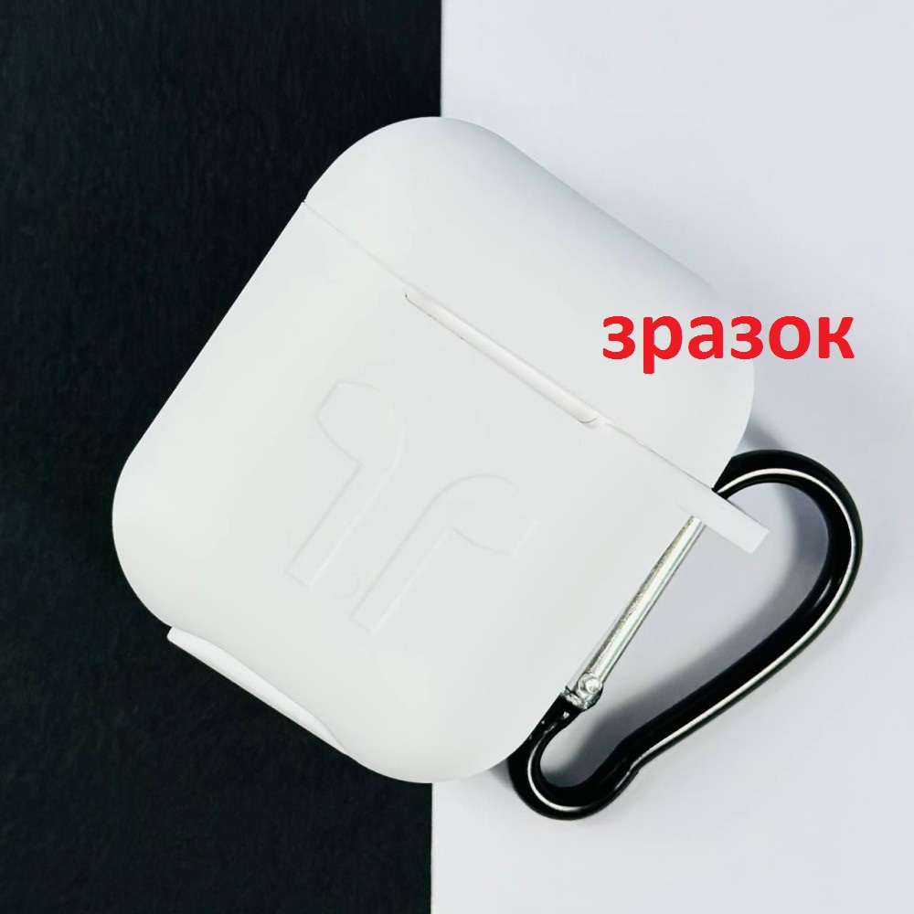 Чохол для AirPods 4 Silicone Case Logo + карабін  (White)-0