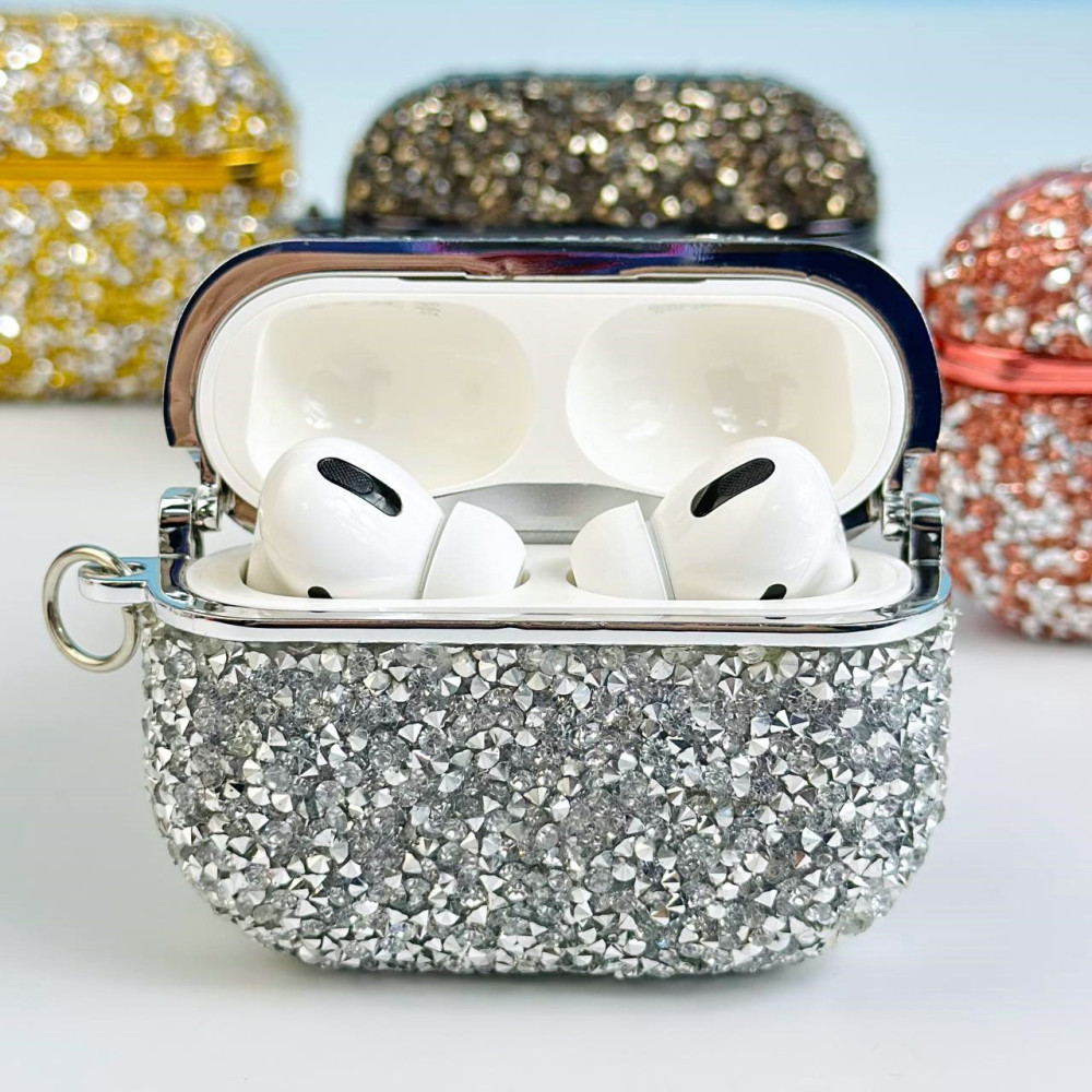 Чохол Bling Grainy Diamond Box для Airpods 1/2 (Сріблястий)-1