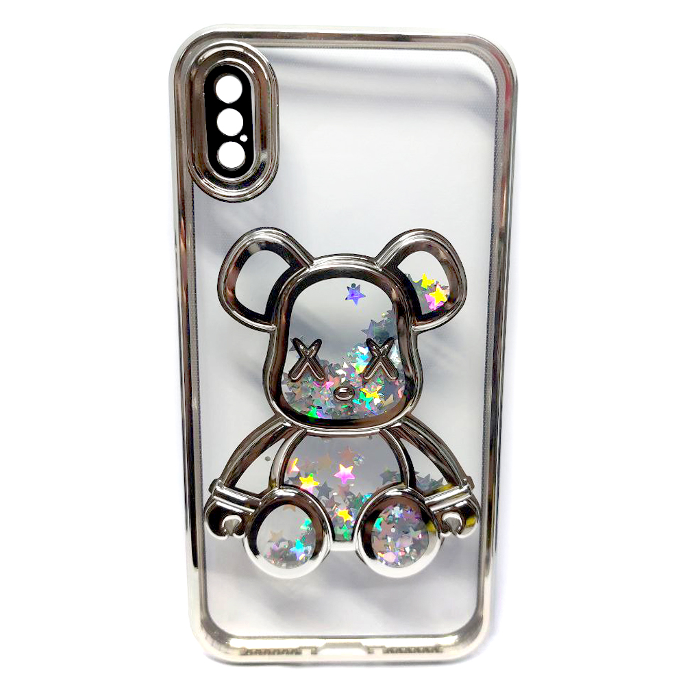 Накладка Cute Shining Bear для IPhone X/Xs Срібляста-0