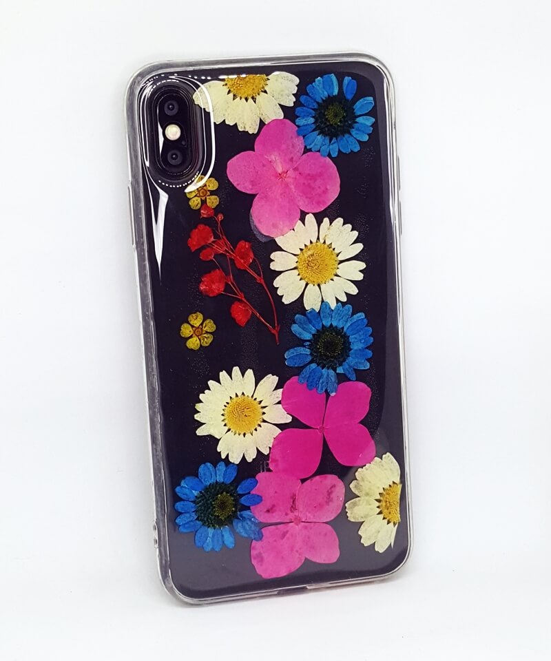 Накладка True flowers для IPhone Xs Max Рожеві квіти (силікон з натуральними квітами)-1