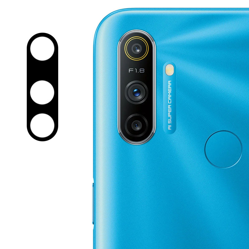 Гнучке захисне скло 0.18mm на камеру для Realme C3 чорне-0