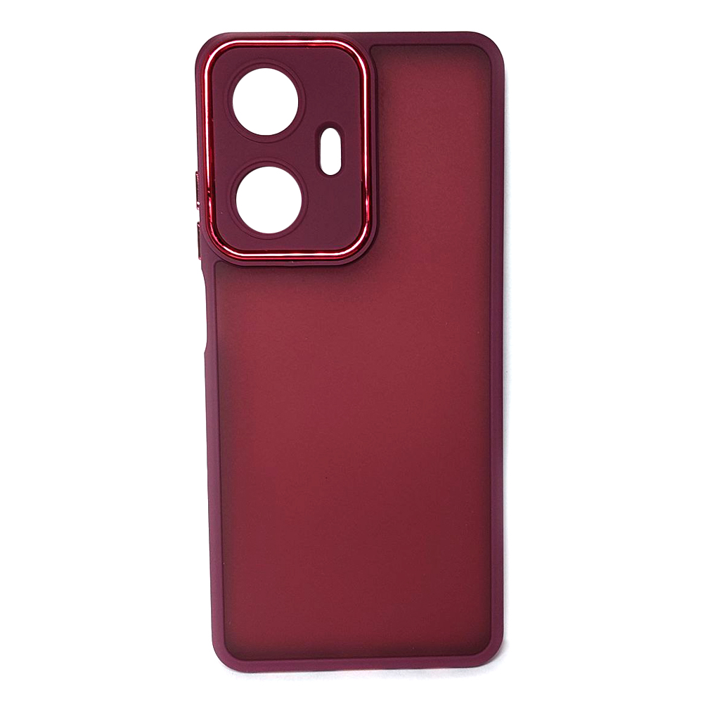 Накладка Luxury Metal Lens для REALME C55 (Марсала)-0