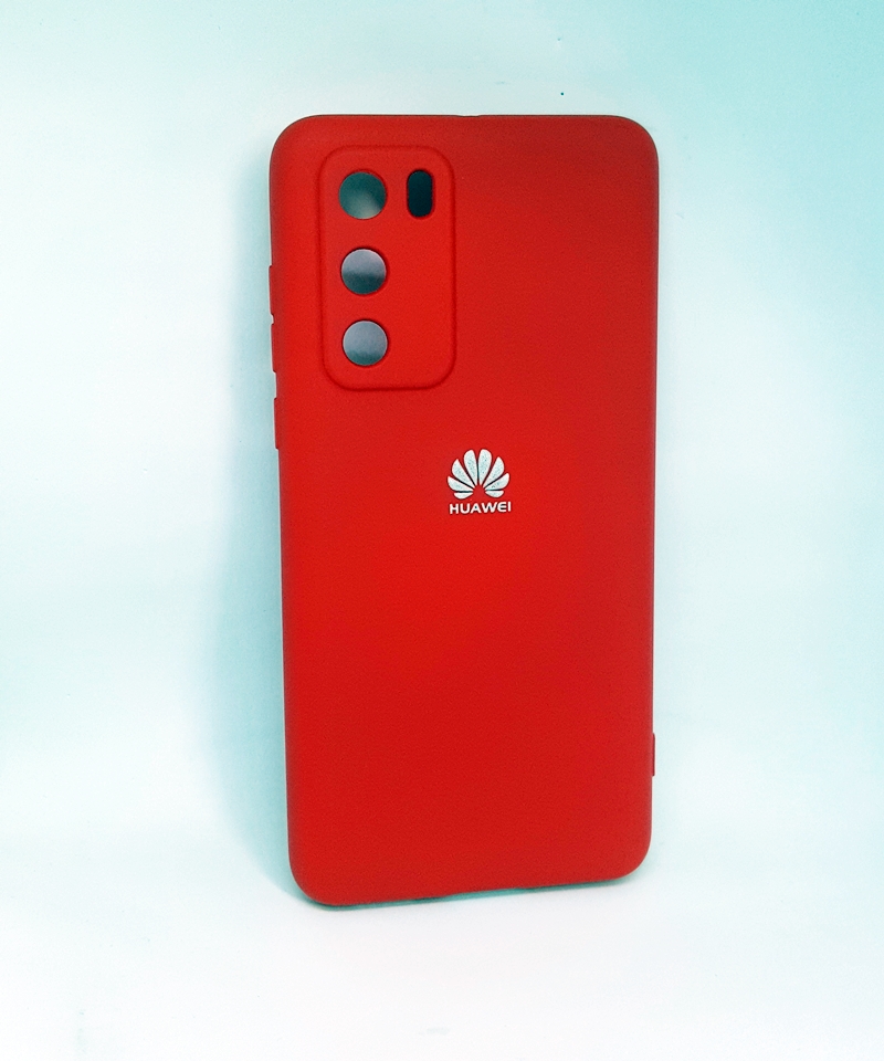 Накладка Silicone Case Full Camera для Huawei P40 червона-0