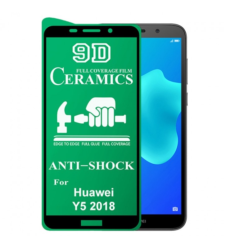 Гнучке скло Ceramic для Huawei Y5 (2018)/Y5P  глянцеве з чорною рамкою-0