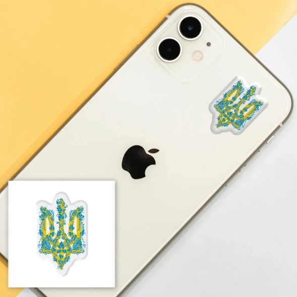 3D стікер "Блакитний квітучий герб" - SX-62-0