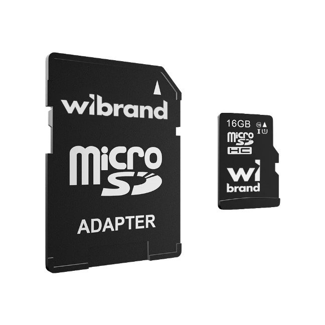 Карта пам`яті microSDHC (UHS-1) Wibrand 16Gb class 10 (adapter SD)-1
