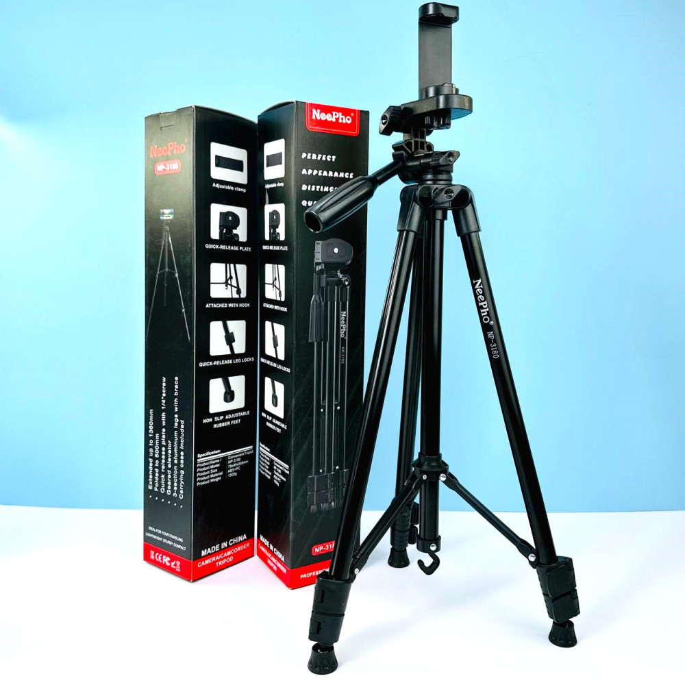 Штатив-трипод NeePho NP-3180 для камери та телефону (Чорний)-0