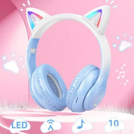 Бездротові навушники Hoco EW42 Cat ears Bluetooth (Блакитний)-2