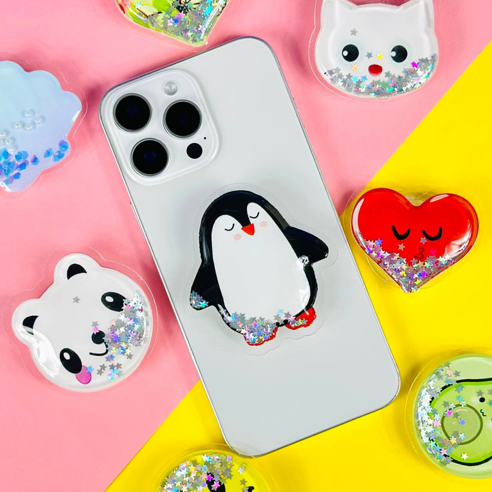 PopSocket 3D Пінгвін (Рідкі блискітки)-2