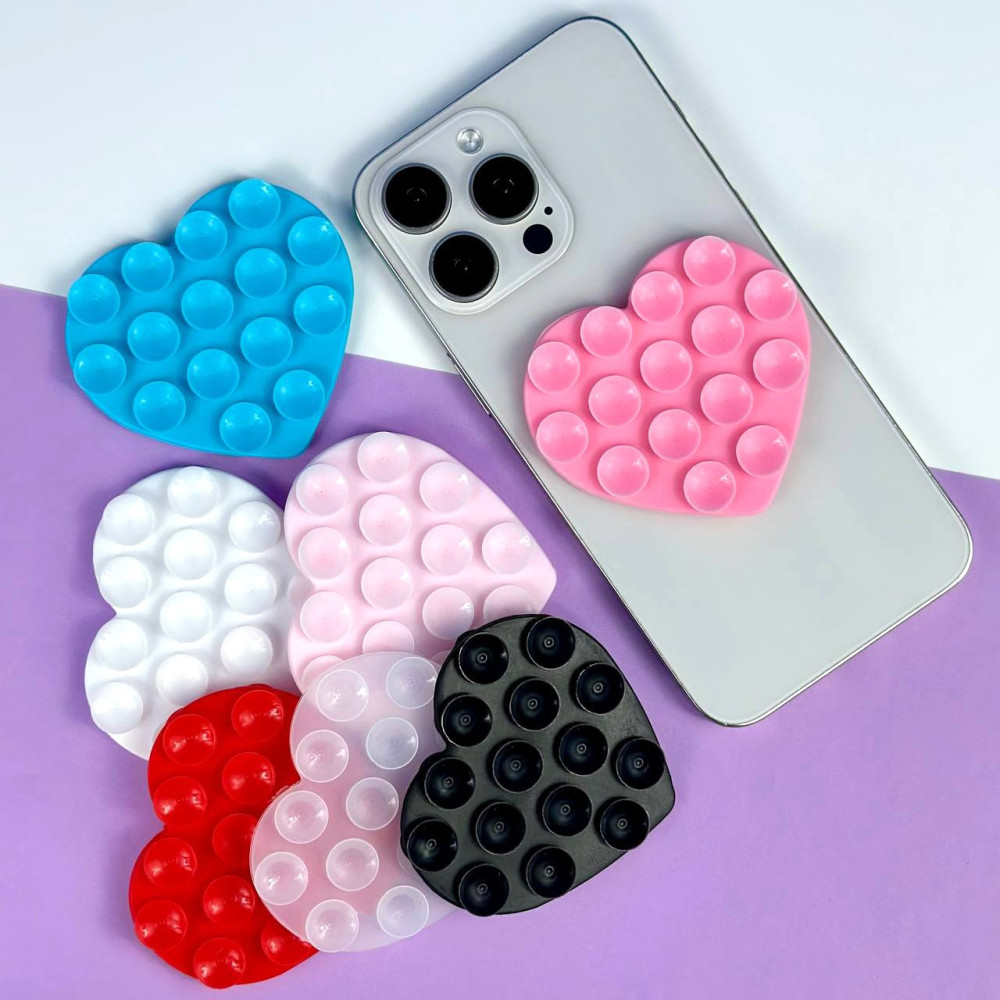 Тримач-присоска для мобільного телефону Double Side Silicone HEARTS (Чорна)-1