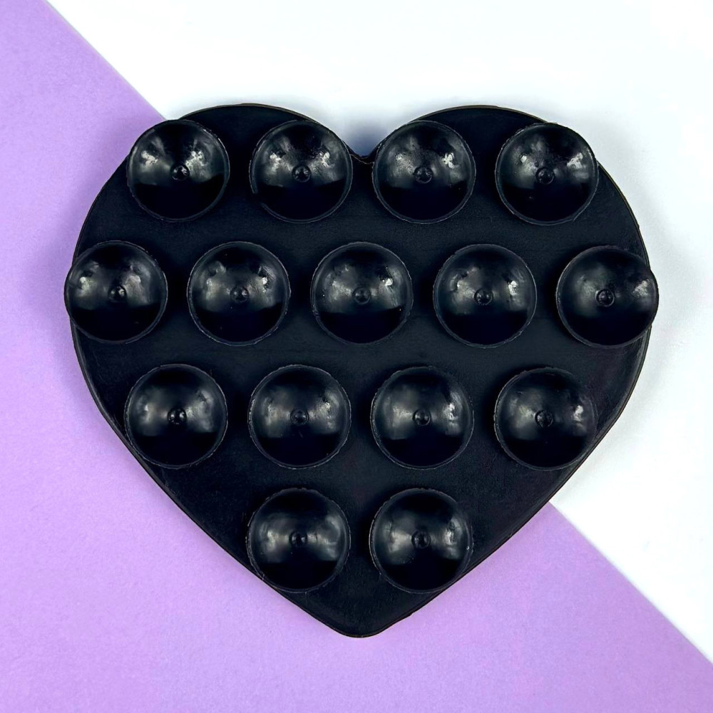 Тримач-присоска для мобільного телефону Double Side Silicone HEARTS (Чорна)-0