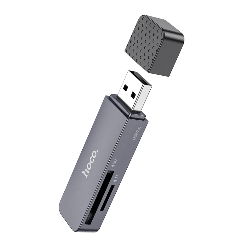 Card Reader Hoco HB45 Spirit 2-in-1 USB 2.0 (Сірий)-1