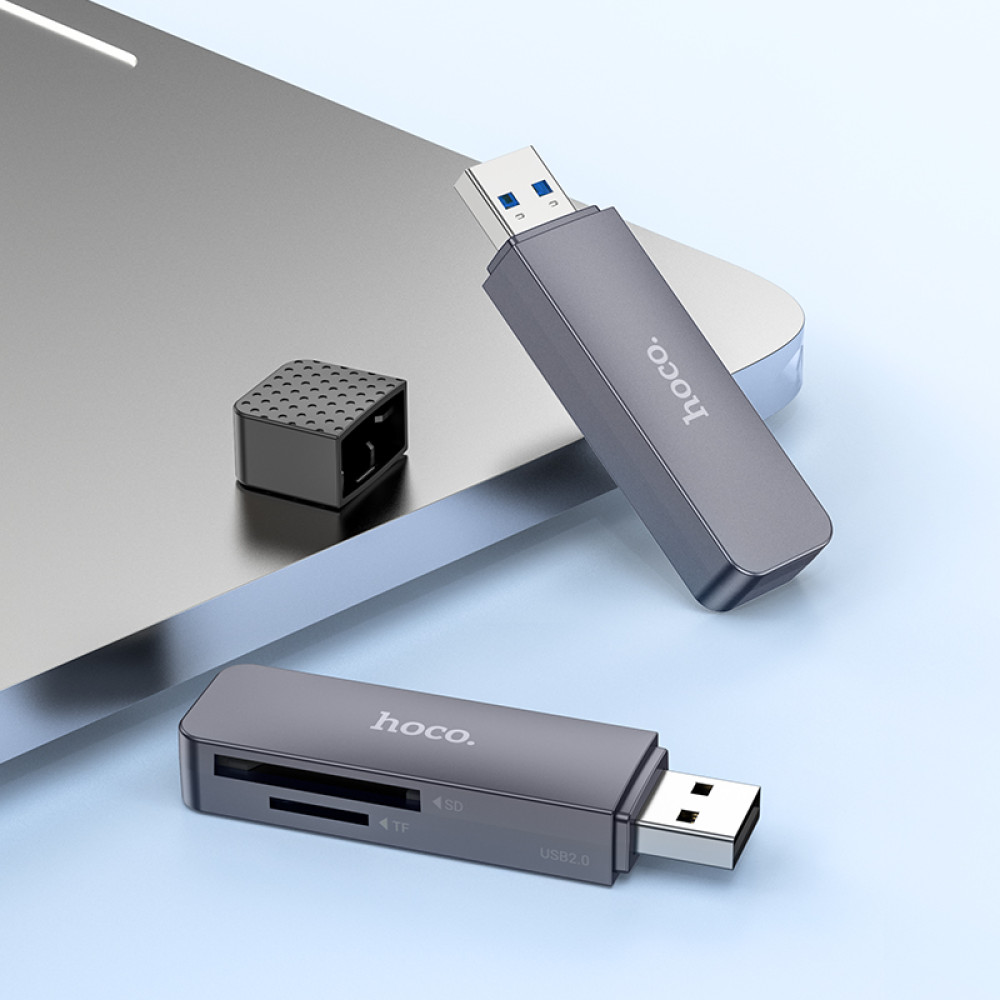 Card Reader Hoco HB45 Spirit 2-in-1 USB 2.0 (Сірий)-2