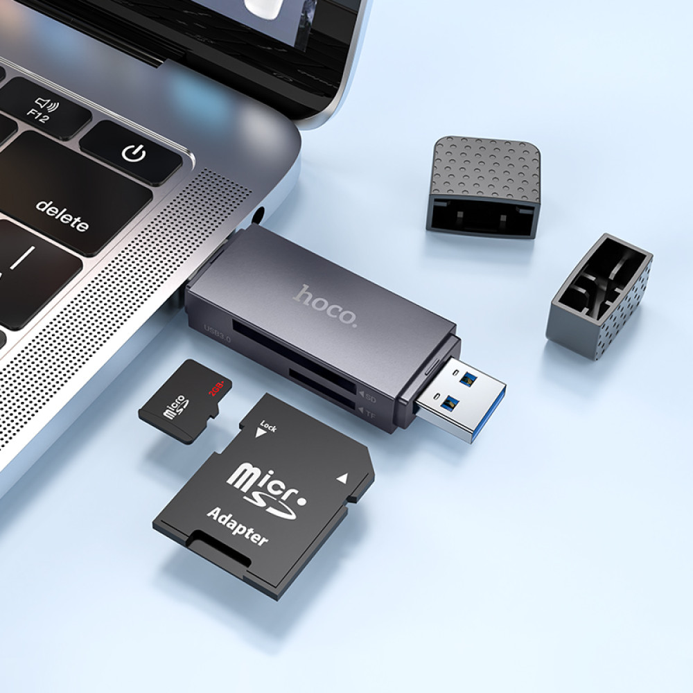 Card Reader Hoco HB45 Spirit 2-in-1 USB/Type-C 2.0 (Сірий)-1