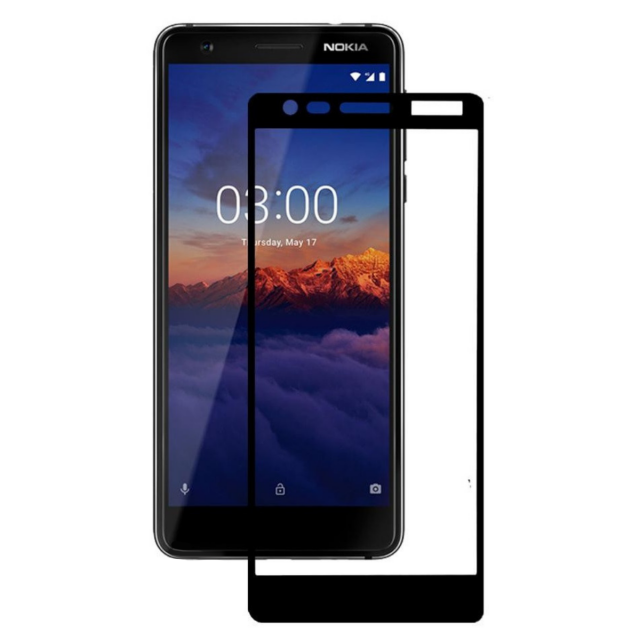 Захисне скло Full Glue для Nokia 3.1з чорною рамкою-0