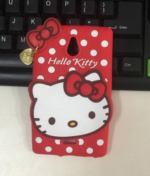 Накладка для Nokia X2 Hello Kitty червона 3D-0