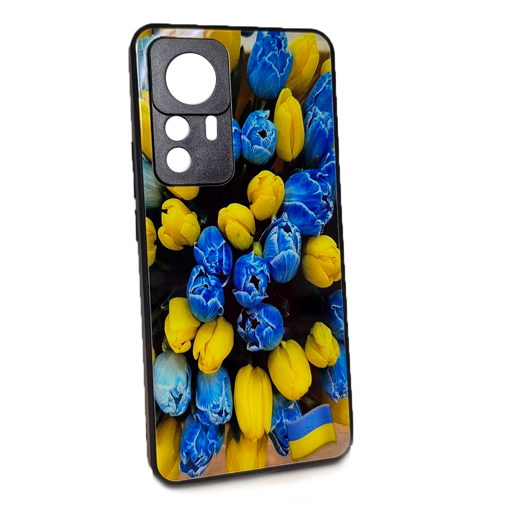Накладка Marble Clouds для Xiaomi 12T/12T Pro Тюльпани (скляний)-0