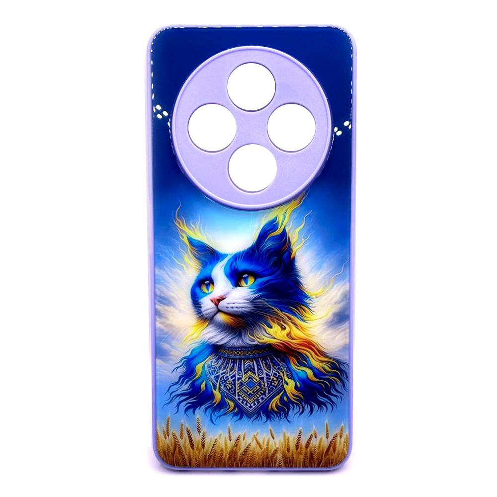 Накладка Marble Clouds для Xiaomi Redmi 14C/Poco C75 (Котик,скло)-0
